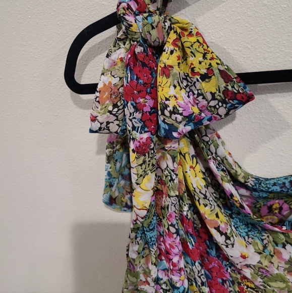 MM Courture by MISS ME Floral Sheer ruffled one Shoulder mini dress Size Sm. - Picture 5 of 12